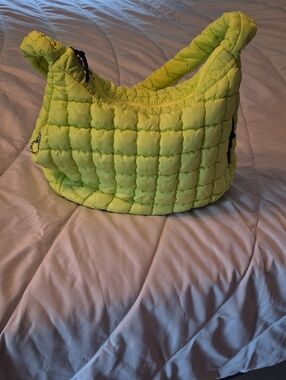Source Unknown Neon Lime Quilted Shoulder Bag